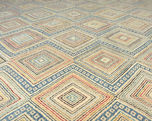 9x12 Zeigler Multicolor Afghan Hand Knotted Wool Area Rug